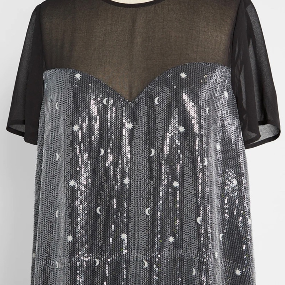 Modcloth Black and Silver Starry Night Dress